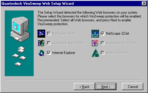 Under installationen af ViruSweep kan man vælge at installere Internetsikkerhed i sine browsere.